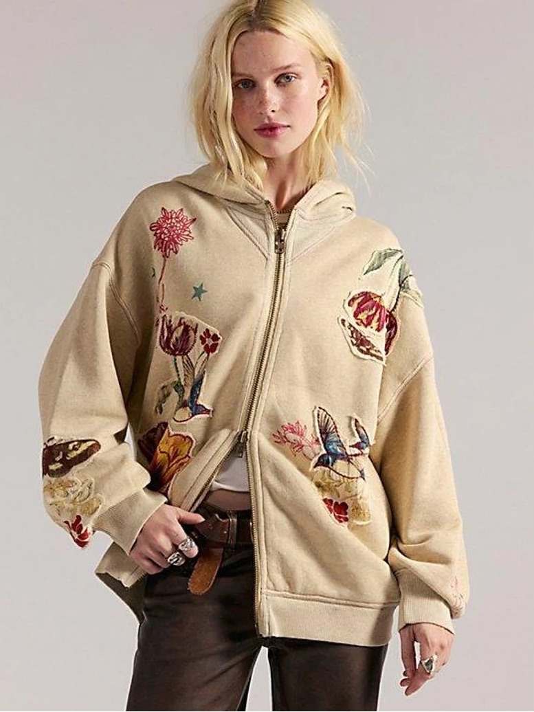 Free People Grandma's Garden Zip Up Hoodie Nwt